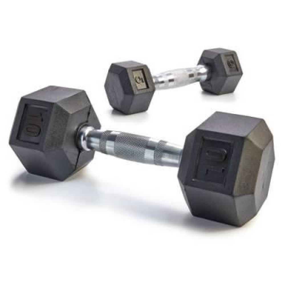 Rubber Encased Solid Hex Dumbbells 3LB