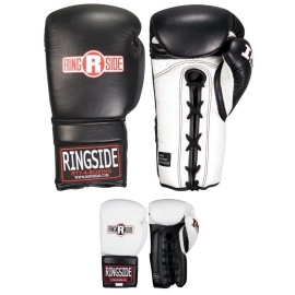 Ringside Imf Tech Sparring Boxing Lace Up Gloves Black 14Ounce