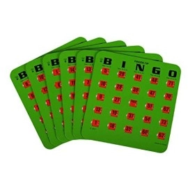 Regal Games - Finger-Tip Shutter Slide Bingo Cards - Easy to Read - 10 Pack - Green