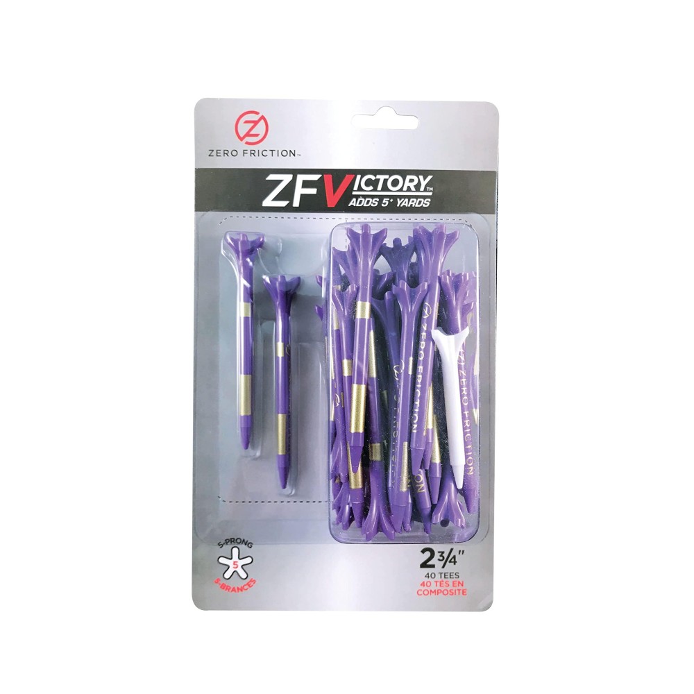 Zero Friction Victory 5Prong Golf Tees 234 Inch Purple Pack Of 40