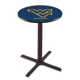L211 West Virginia University 42" Tall - 30" Top Pub Table with Black Wrinkle Finish