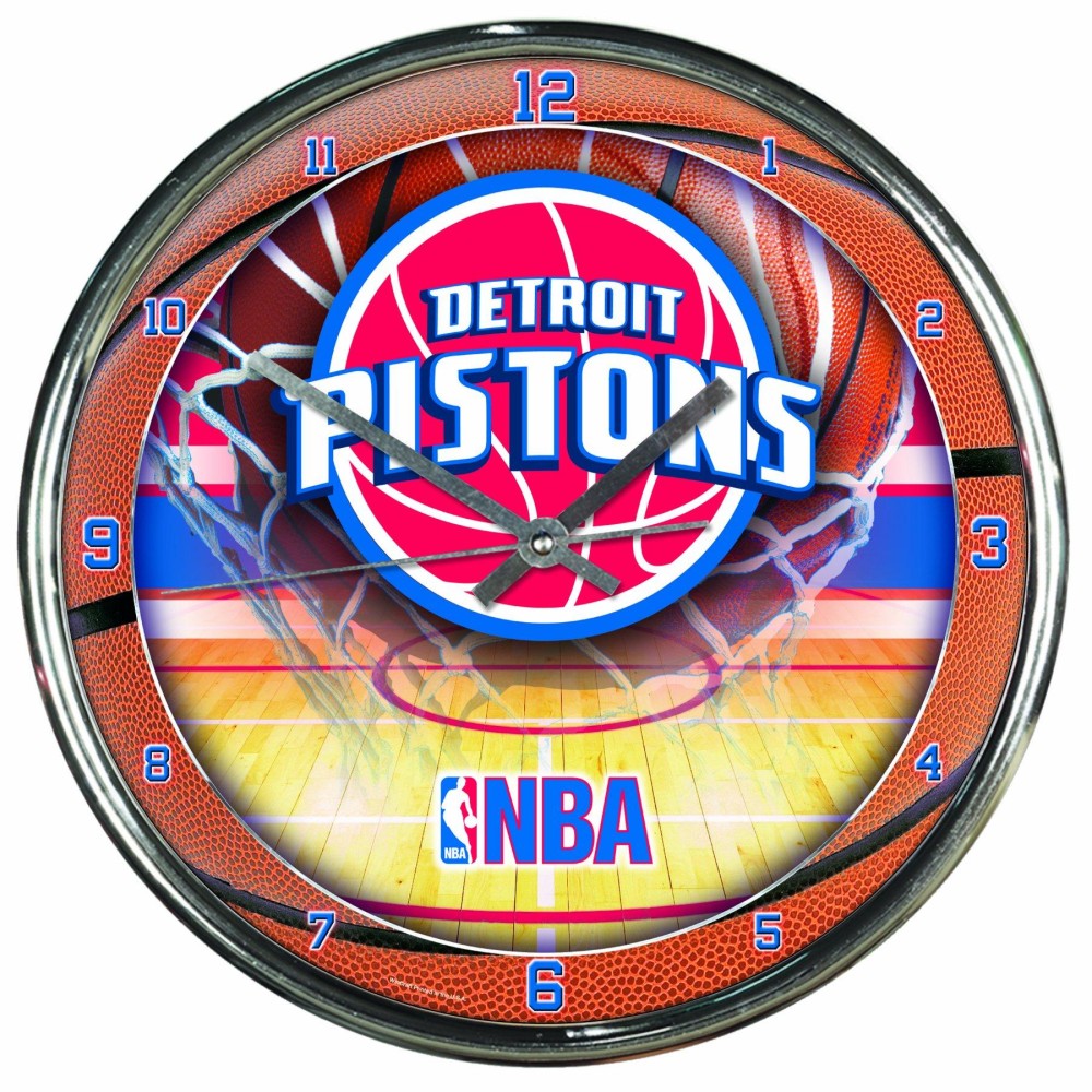 Nba Detroit Pistons Chrome Clock