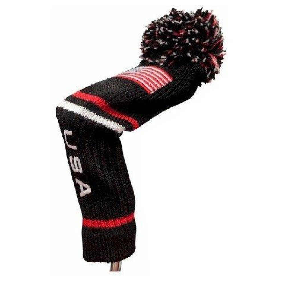 Usa Flag Pom Pom Head Cover Available In Fairwayhybrid Or Putter Size Each Sold Separately