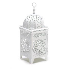 Accent Plus Gifts Decor White Scrollwork Candleholder Lantern