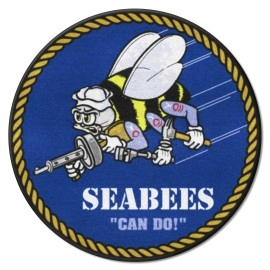 Fanmats 8091 Us Navy 44In Round Rug Seabees Logo