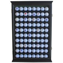 Displaygifts 80 Golf Ball Display Case Cabinet Wall Rack Holder Solid Wood Frame With Uv Protection Lockable Acrylic Door Wall