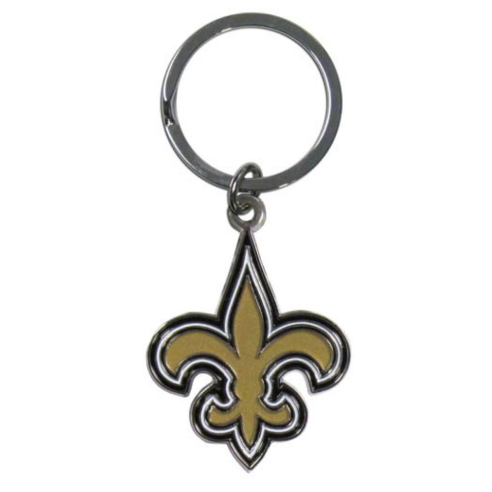 New Orleans Saints Chrome Logo Cut Keychain