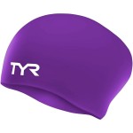 Tyr Long Hair Wrinklefree Silicone Adult Swim Cap Purple