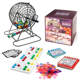 Royal Bingo Supplies Jumbo Bingo Game Set For Adults Seniors Family Kids 100 Cards 500 Chips 75 Balls Xl Roller Cage Bo