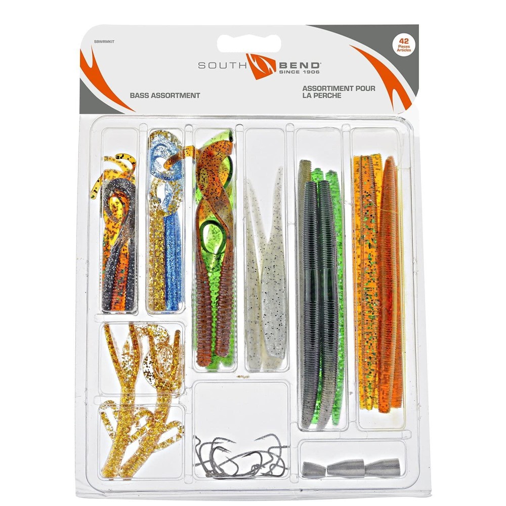 South Bend Bass Assortment Tackle Kit 42 Pieces Fishing Accessories