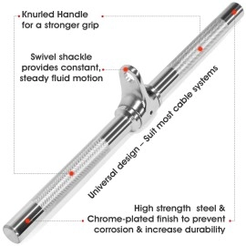 Yes4All Revolving Straight Bar With Nonslip Handle Rotating Straight Bar Cable Attachment Lat Pull Down Bar Support Up To