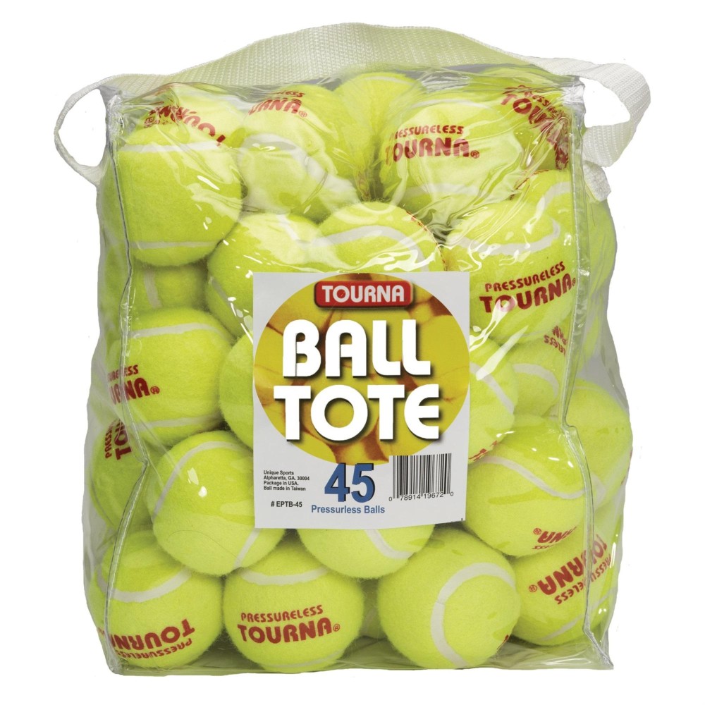 Tourna Pressureless Tennis Balls with Vinyl Tote (45 pack of balls)