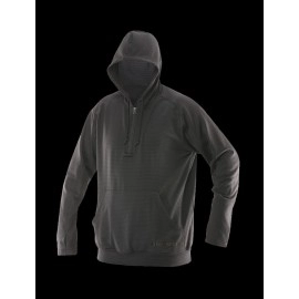 GRID FLEECE HOODIE, LONG SLEEVE, BLACK, MENS, POLY SPANDEX, M