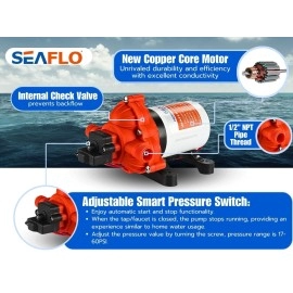 Seaflo Water Diaphragm Self Priming Pump 30 Gallonsmin 106 Lpm 45 Psinew Rvmarine 12 Volt Dc 12 V Demand Fresh