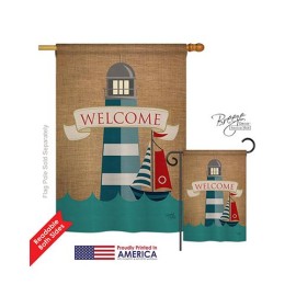 Breeze Decor 07046 Beach & Nautical Lighthouse & Sailboat 2-Sided Vertical Impression House Flag - 28 x 40 in.