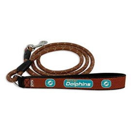 Gamewear Nfl Miami Dolphins Football Leather Rope Leash Large Brown