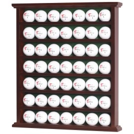 Displaygifts Golf Gift 49Golf Ball Display Case Cabinet Rack No Door Open Rack Mahogany Finish