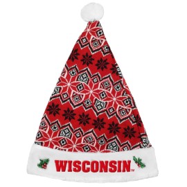 Forever collectibles NcAA Wisconsin Badgers Santa Hat Team colors One Size