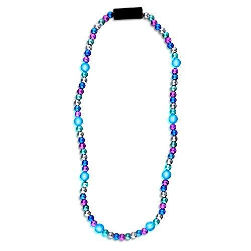 blinkee LED Bead Necklace Blue and Silver by