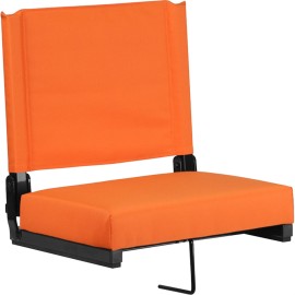 Grandstand Comfort Seats by Flash - 500 lb. Rated Lightweight Stadium Chair with Handle & Ultra-Padded Seat, Orange