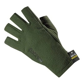 RAPDOM Tactical Polar Fleece Half Finger Gloves, Black, Large