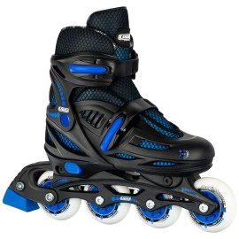 Crazy Skates Adjustable Inline Skates For Girls And Boys Adjust To Fit 4 Sizes Model 148 Blackblue Size Medium 25