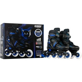 Crazy Skates Adjustable Inline Skates For Girls And Boys Adjust To Fit 4 Sizes Model 148 Blackblue Size Medium 25