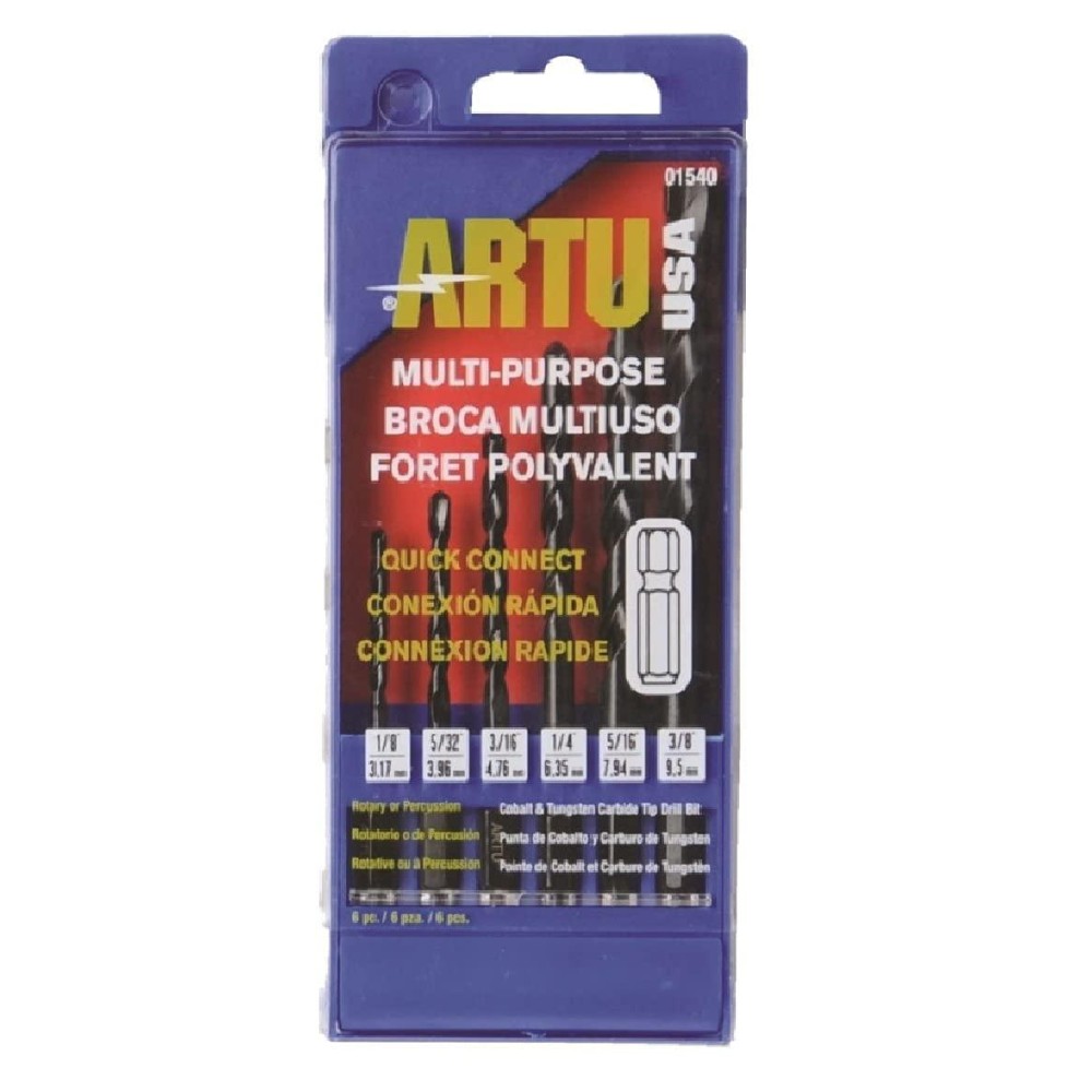 Artu - 6-Pc. Quick connect Multi-Purpose Drill Bit Set