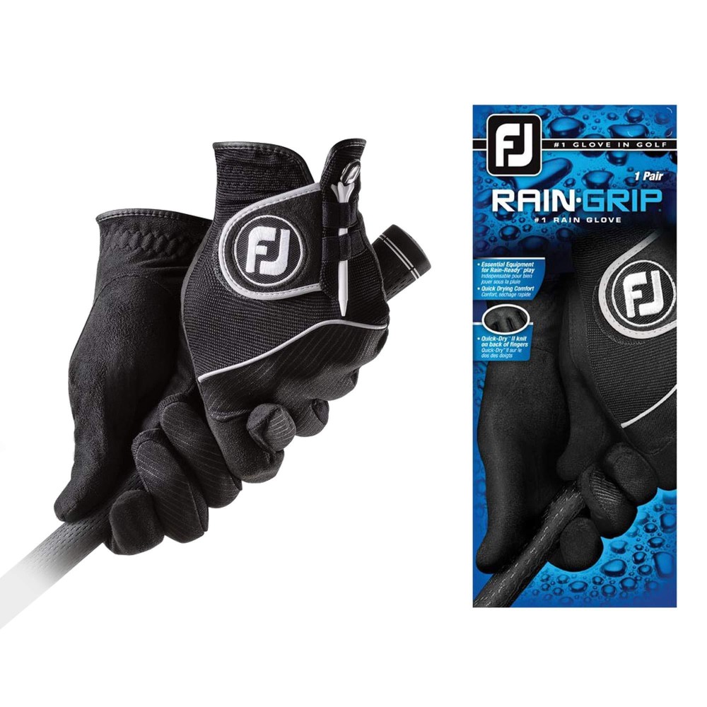 Footjoy Mens Raingrip Pair Golf Glove Black Cadet Medium Pair