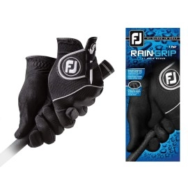 Footjoy Mens Raingrip Pair Golf Glove Black Mediumlarge Pair