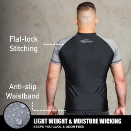 Elite Sports New Item Standard Short Sleeve Compression Mma Bjj Nogi Cross Training Rash Guard Large Gray