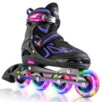 2Pm Sports Vinal Girls Adjustable Inline Skates With Light Up Wheels Beginner Skates Fun Illuminating Roller Skates For Kids Boy