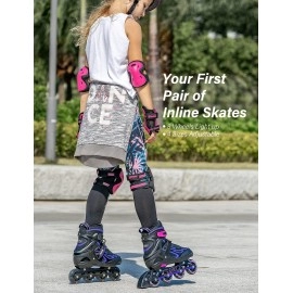 2Pm Sports Vinal Girls Adjustable Inline Skates With Light Up Wheels Beginner Skates Fun Illuminating Roller Skates For Kids Boy