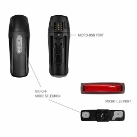 Bv Super Bright Bike Light Set Usb Rechargeable Headlight Taillight Waterproof Ip44 3 Light Modes Including Flash Mode Fo