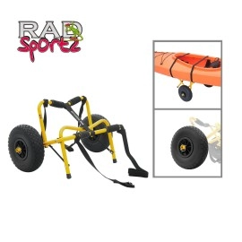 Rad Sportz Kayak Trolley Pro Premium Kayak Cart With Noflat Airless Tires 150 Lb Capacity Yellow With Free Mesh Carry Bag