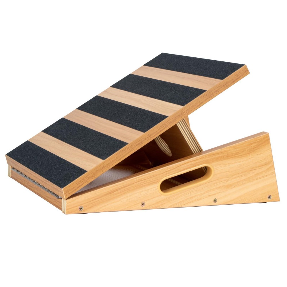 Strongtek Professional Wooden Slant Board Adjustable Incline Board And Calf Stretcher Stretch Board Extra Sidehandle Desig