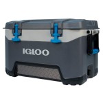 Igloo Bmx 52 Quart Cooler With Cool Riser Technology Fish Ruler And Tiedown Points 1634 Pounds Carbonite Gray And Blue