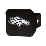 Fanmats 21515 Denver Broncos Black Metal Hitch Cover With Metal Chrome 3D Emblem