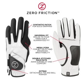 Zero Friction Mens Compressionfit Synthetic Golf Glove Left Hand Silver