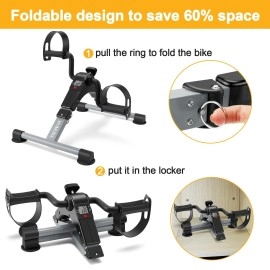 Pedal Exerciser Desk Exercise Bike Leg And Arm Recovery Bike With Lcd Monitor Foldable And Porable Blackgrey