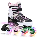 2Pm Sports Cytia Pink Girls Adjustable Illuminating Inline Skates With Light Up Wheels Fun Flashing Beginner Roller Skates For