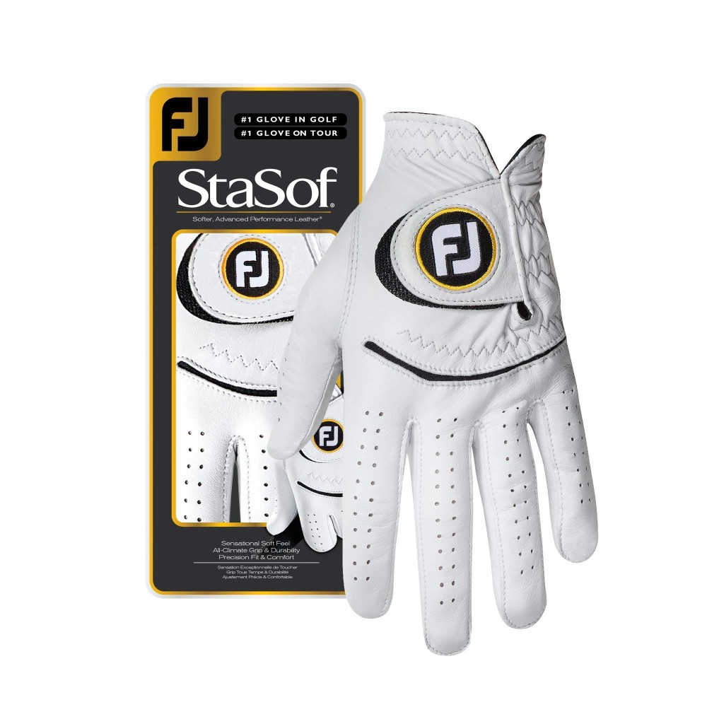 Footjoy Womens Stasof Golf Glove White Medium Worn On Left Hand