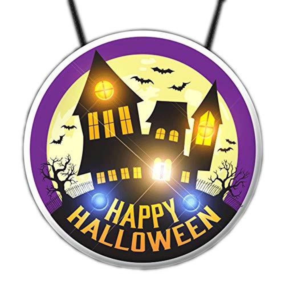 blinkee Flashing Haunted House Necklace | White/Blue/Orange