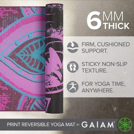 Gaiam Yoga Mat Premium Print Reversible Extra Thick Non Slip Exercise Fitness Mat For All Types Of Yoga Pilates Floor Worko