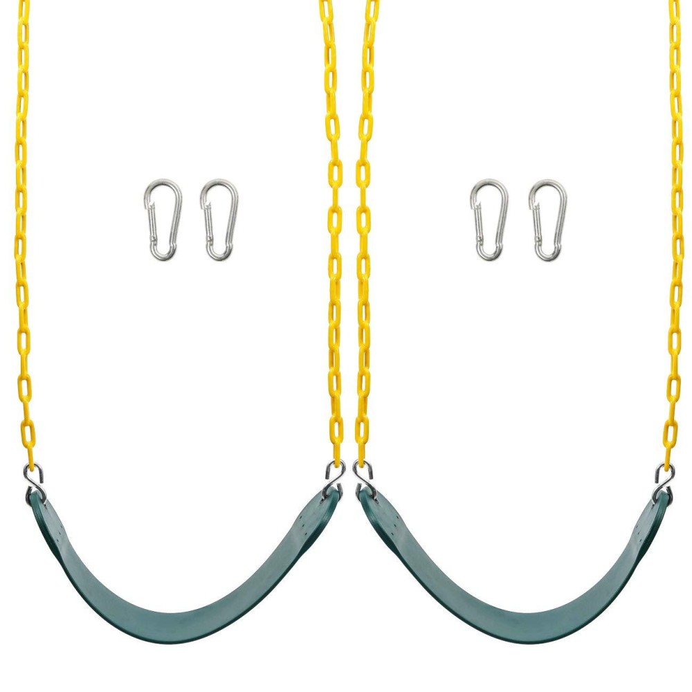 Sunnyglade 2Pcs Swings Seats Heavy Duty With 66 Chain Playground Swing Set Accessories Replacement With Snap Hooks Support 2