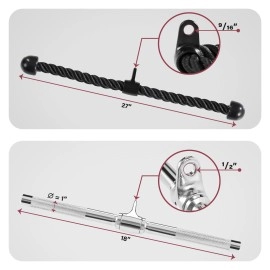 Yes4All Combo Rotating Straight Bar And Tricep Rope Cable Machine Attachmenttricep Pull Down Rope Cable Bar For Strength Tra