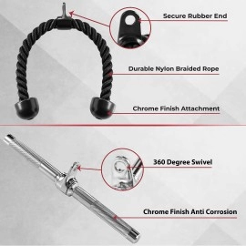 Yes4All Combo Rotating Straight Bar And Tricep Rope Cable Machine Attachmenttricep Pull Down Rope Cable Bar For Strength Tra