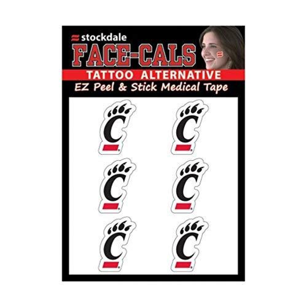 NCAA Cincinnati Bearcats Face Tattoos, Team Colors, One Size