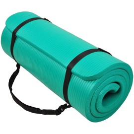 Balancefrom Allpurpose 1Inch Extra Thick High Density Antitear Exercise Yoga Mat With Carrying Strap Green