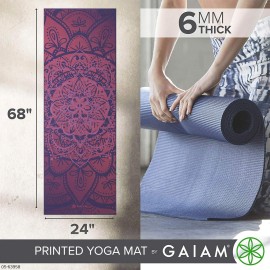 Gaiam Yoga Mat Premium Print Extra Thick Non Slip Exercise Fitness Mat For All Types Of Yoga Pilates Floor Workouts Radian